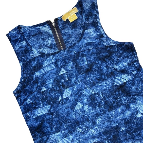 Michael Kors Y2K Layered Blue Print Tiered Tank /Blouse Top Sleeveless Size 6 - Picture 2 of 5